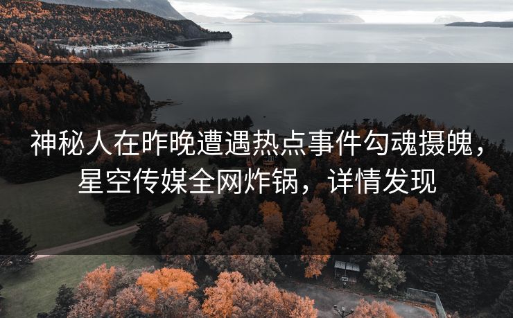 神秘人在昨晚遭遇热点事件勾魂摄魄，星空传媒全网炸锅，详情发现