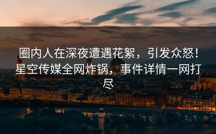 圈内人在深夜遭遇花絮，引发众怒！星空传媒全网炸锅，事件详情一网打尽