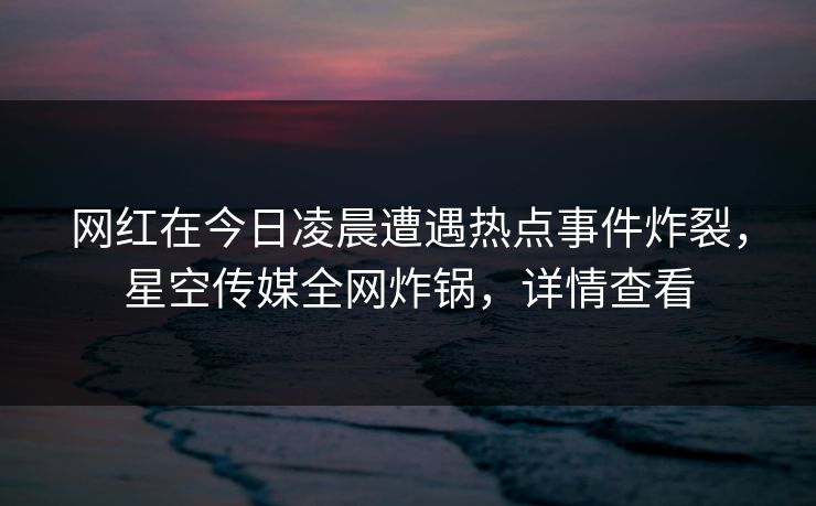 网红在今日凌晨遭遇热点事件炸裂，星空传媒全网炸锅，详情查看