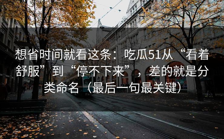 想省时间就看这条：吃瓜51从“看着舒服”到“停不下来”，差的就是分类命名（最后一句最关键）