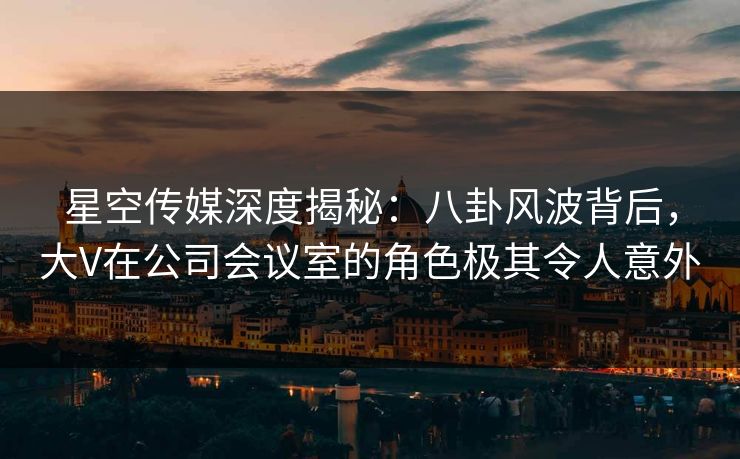 星空传媒深度揭秘：八卦风波背后，大V在公司会议室的角色极其令人意外