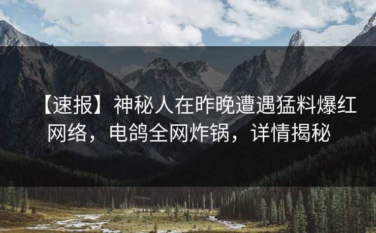【速报】神秘人在昨晚遭遇猛料爆红网络，电鸽全网炸锅，详情揭秘