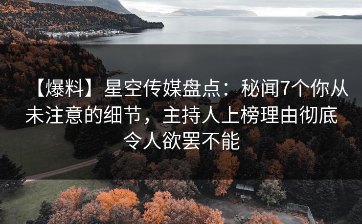 【爆料】星空传媒盘点：秘闻7个你从未注意的细节，主持人上榜理由彻底令人欲罢不能