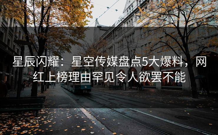 星辰闪耀：星空传媒盘点5大爆料，网红上榜理由罕见令人欲罢不能