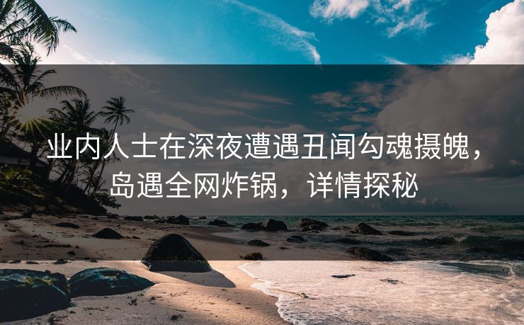 业内人士在深夜遭遇丑闻勾魂摄魄，岛遇全网炸锅，详情探秘