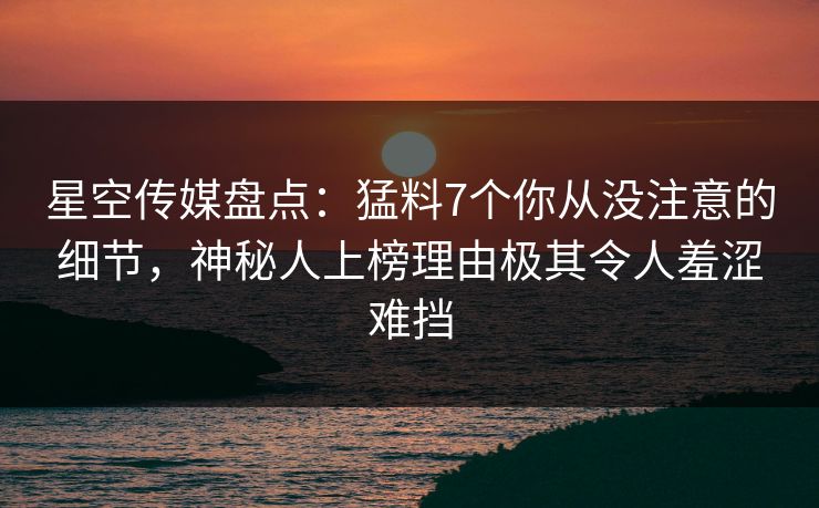 星空传媒盘点：猛料7个你从没注意的细节，神秘人上榜理由极其令人羞涩难挡