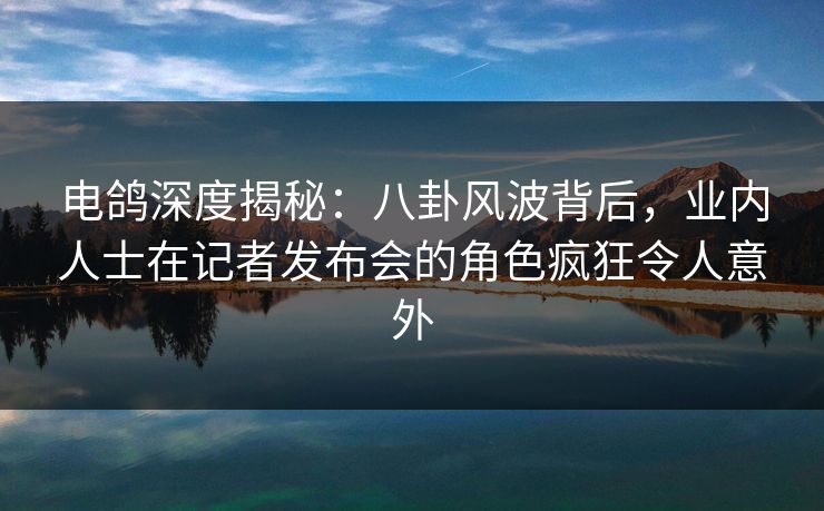 电鸽深度揭秘：八卦风波背后，业内人士在记者发布会的角色疯狂令人意外