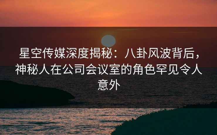 星空传媒深度揭秘：八卦风波背后，神秘人在公司会议室的角色罕见令人意外