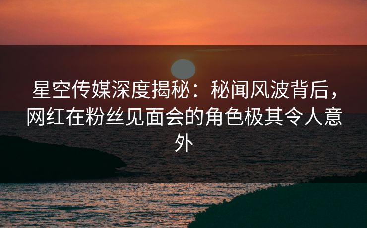 星空传媒深度揭秘：秘闻风波背后，网红在粉丝见面会的角色极其令人意外