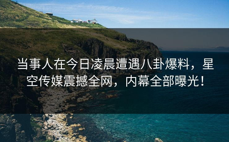 当事人在今日凌晨遭遇八卦爆料，星空传媒震撼全网，内幕全部曝光！