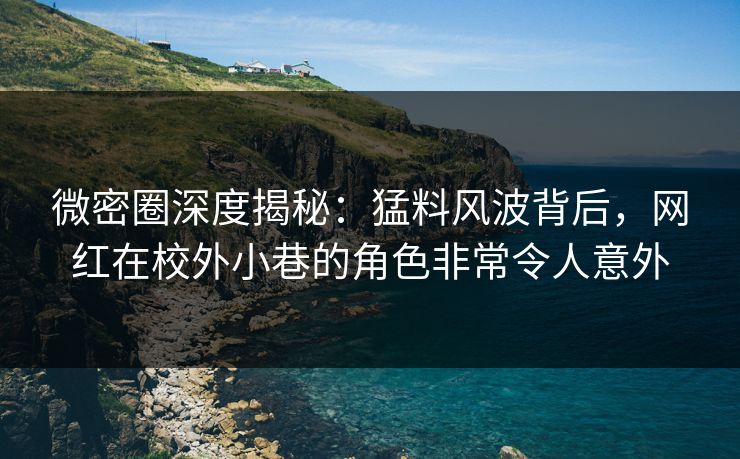 微密圈深度揭秘：猛料风波背后，网红在校外小巷的角色非常令人意外