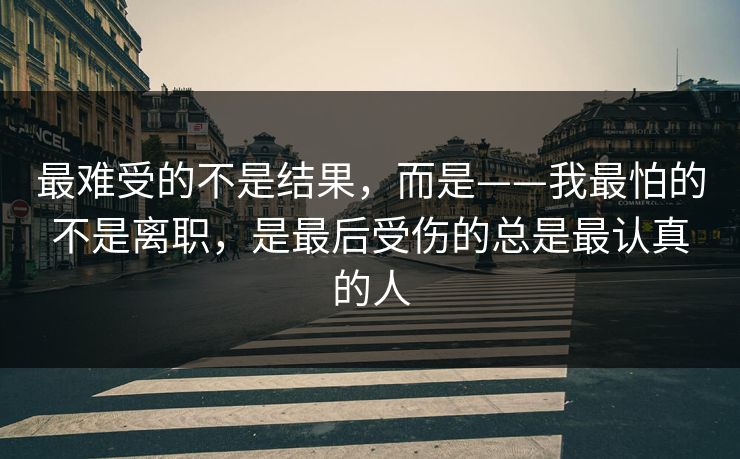 最难受的不是结果，而是——我最怕的不是离职，是最后受伤的总是最认真的人