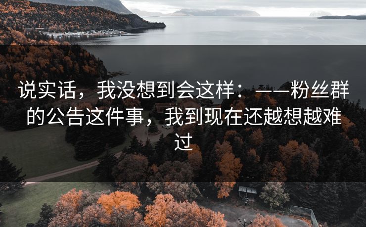 说实话，我没想到会这样：——粉丝群的公告这件事，我到现在还越想越难过